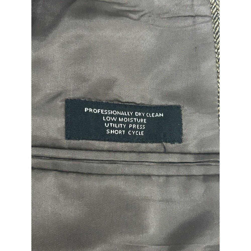 VTG Jos A Bank Brown Wool Herringbone 2 Button Vented Suit Jacket Size 41R - Picture 6 of 16